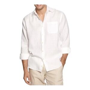 Tommy Bahama Costa Sera Linen Blend Button Up Shirt Long Sleeve Natural White XL